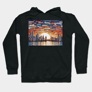 City sunset on stone-like background Hoodie